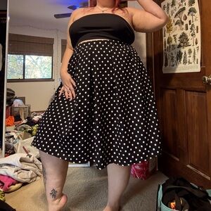 City Chic Pleated Polka Dot Circle Skirt